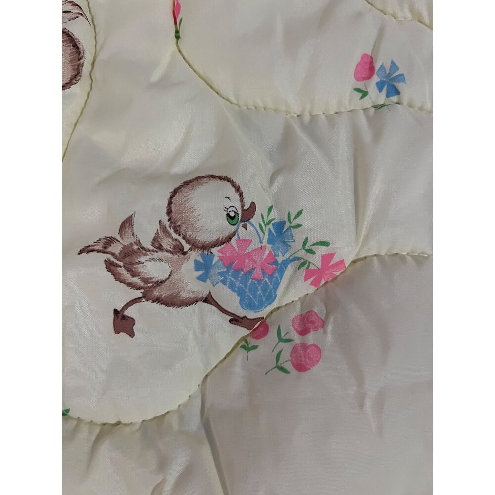 Vintage JCPenney Crib Quilt & Pillow Set Lace Edge Floral Baby Blanket Nursery - Picture 12 of 16